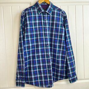 Bugatchi Dress Shirt Men's XL Classic Fit Long Sleeve Button Down Blue Purple